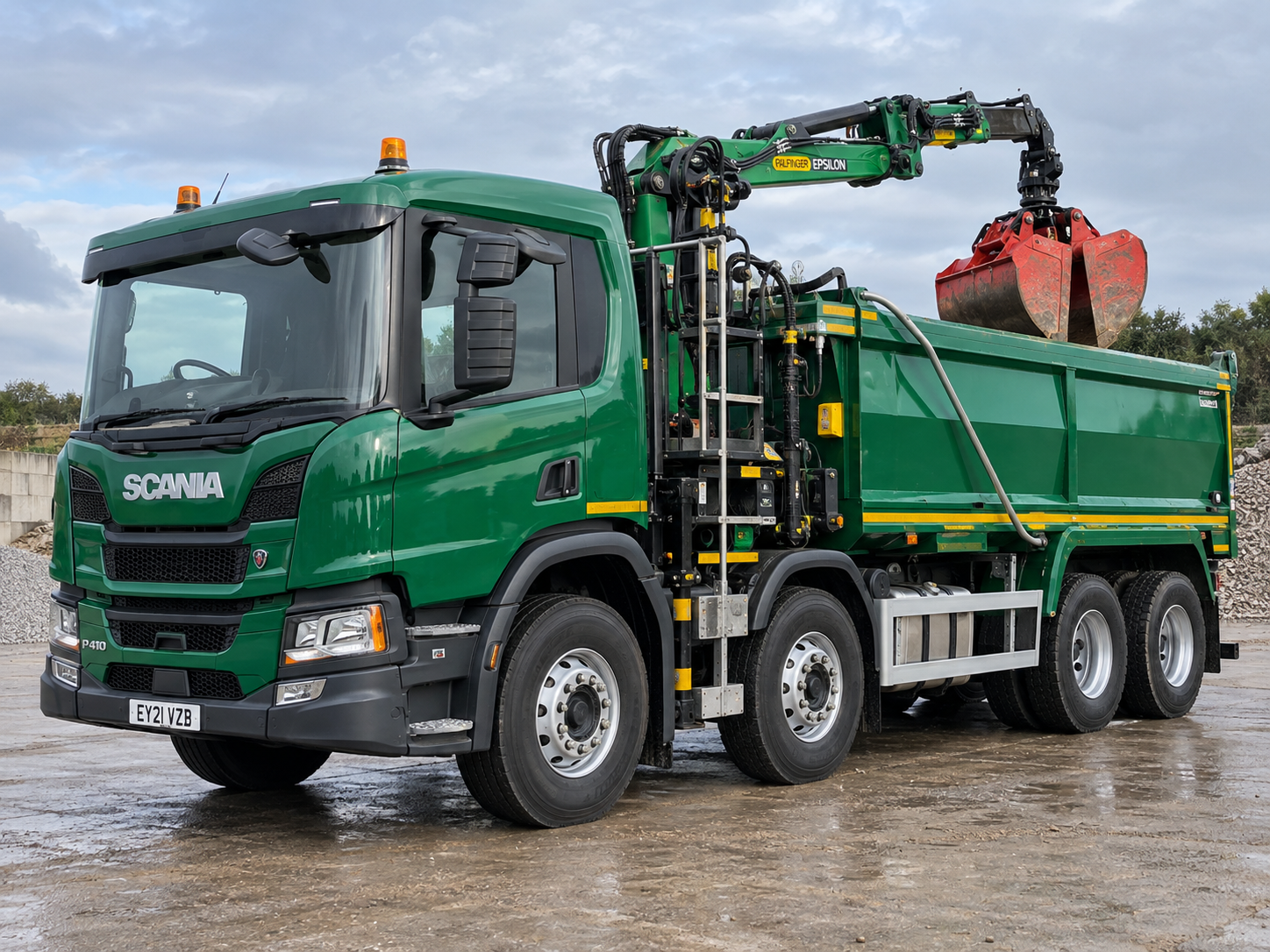 Aggregate being delivered by grab lorry
